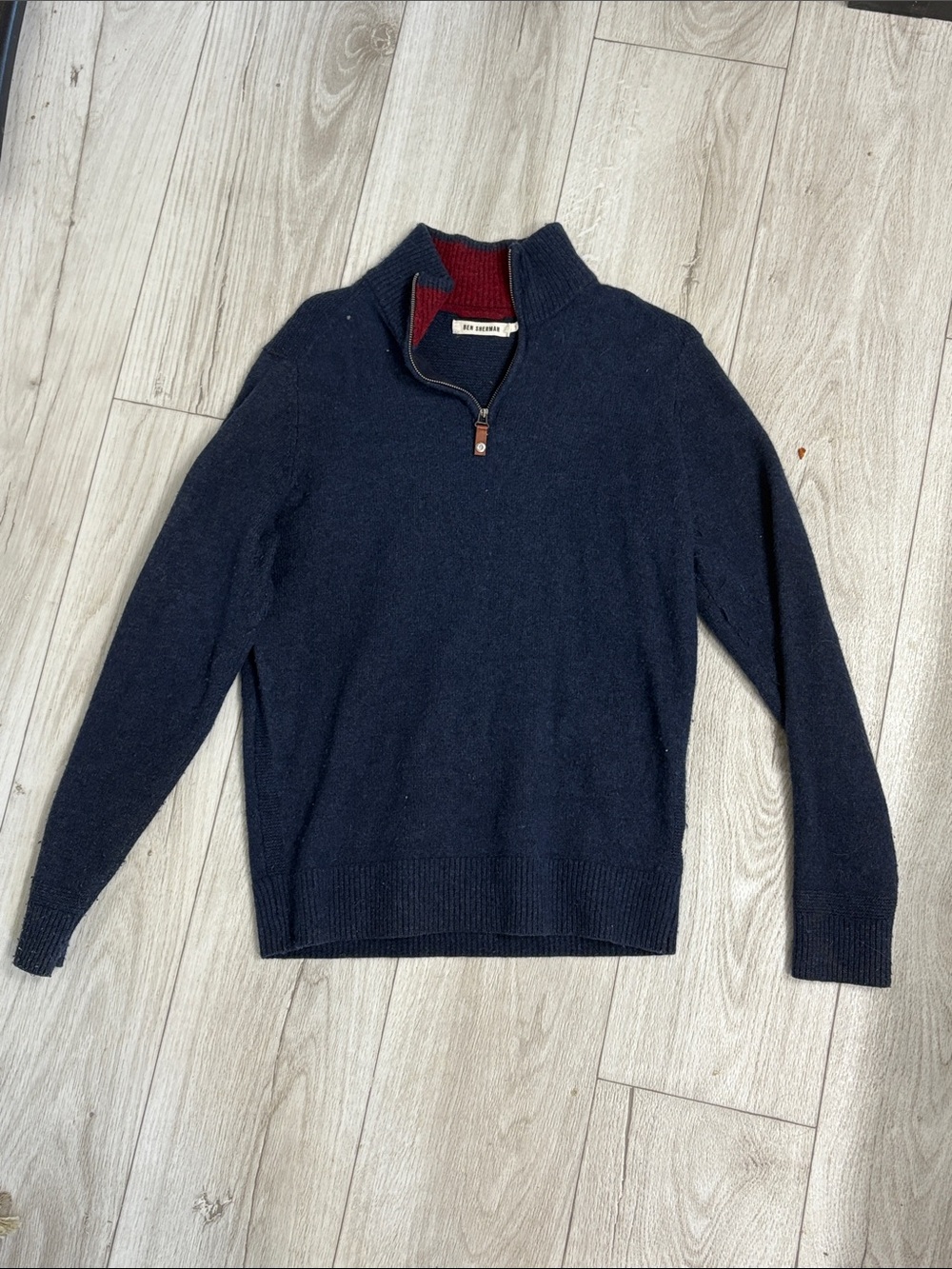 Navy wool zip sweater